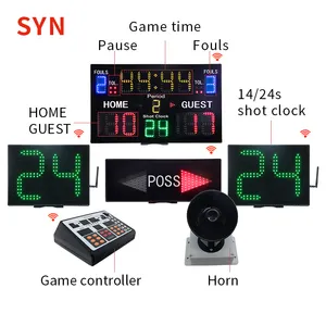 18650 Built-in Battery Or Type-C Powered Scoreboard Digital LED Basketball Scoreboard With 24s Shot Clock