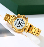 Elegante Reloj Digital de Alta Calidad para Mujer, con Correa de Acero Inoxidable y Aleación Plateada, Resistente al Agua 3BAR, Ultrafino, con Alarma y Cronómetro