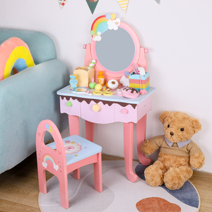 Juego de <span class=keywords><strong>tocador</strong></span> de madera de alta calidad con diseño de arcoíris para juego de imitación y educación <span class=keywords><strong>infantil</strong></span> - Product Image 1