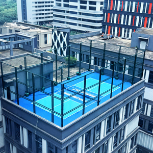 Terrain de tennis extérieur complet INOLP 20x10m, clôture modulaire en acier, revêtement en acrylique, système d'éclairage LED - Product Image 4