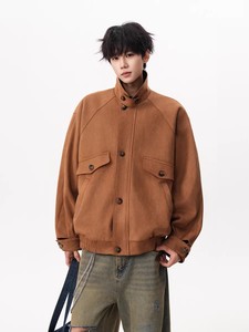 Giacca Vintage Americana in Pelle Scamosciata con Colletto a Contrasto per Uomo, Stile Maillard, Cappotto Casual Oversize per Autunno e Inverno - Product Image 5