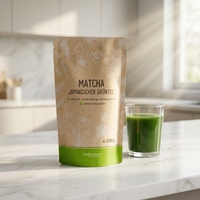 Sachet d'emballage personnalisé pour poudre de matcha avec logo, sac intérieur de qualité alimentaire, pochette autoportante thermoscellable en aluminium