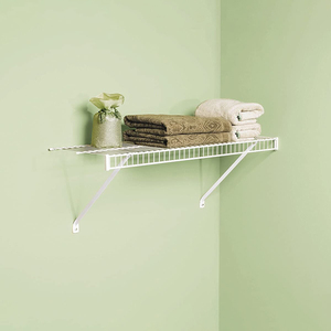 JH-Mech White 4 ft Wire Shelving System for Laundry Rooms Linen <strong>Closets</strong> or Basements Hanging Wire Shelf - Product Image 1