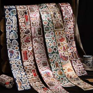 1 rouleau d'autocollants Travelogue Series Retro Die-Cut Glitter Film Creative Notebook Stickers - Product Image 4