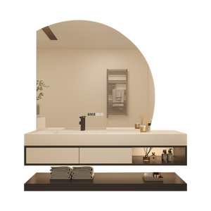 Customized Cream Style Rock Slab Hot Bending One-piece Seamless Ceramic Basin Bathroom <strong>Cabinet</strong> Combination Toilet Semi-<strong>circle</strong> - Product Image 6