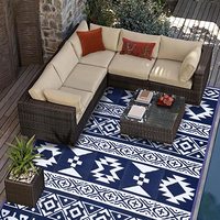 Tapis de patio antidérapant géométrique, grande taille, en plastique et polypropylène, moquette d'extérieur imperméable