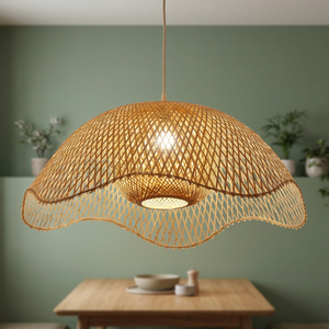 Lámpara Colgante de Mimbre Hecha a Mano, Lámpara de Techo LED Cálida, Lámpara Colgante de Mimbre para Hotel, Salón de Té, Dormitorio - Product Image 2