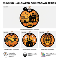 Ornement en contreplaqué pour compte à rebours d'Halloween |   Décoration murale interactive pour maison hantée |   Cadeau de compte à rebours festif à thème citrouille