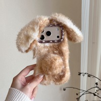 Étui de téléphone portable mignon et chaud pour l'hiver avec oreilles de lapin pour femmes, compatible avec iPhone 11, 12, 13, 14 Pro Max, 15, 16