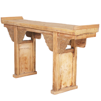 Rustique Vintage Chinois Antique Récupéré En Bois Massif Belle Sculpture Table De Console Courte Table D'autel