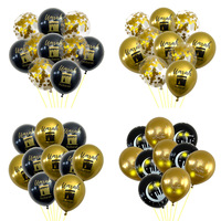 Ballons en latex noir et or de 12 pouces pour la décoration d'ambiance de l'Omra, ballons Omra Moubarak, décoration de fête musulmane Omra Moubarak