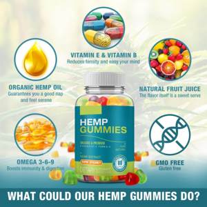 Cânhamo Gummies Melhor degustação frutado Sabor Natural Hemp Oil-para a calma relaxar sono desconforto Joelhos articulações traseiras Músculos 60 peças - Product Image 3