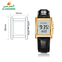 Jam Tangan Digital Islami Pria dengan Tali Kulit Stainless Steel