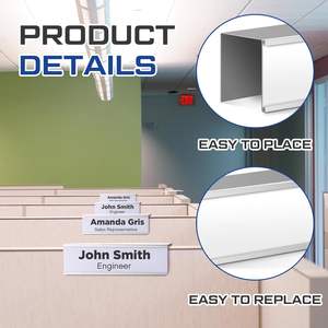 银黑铝8x2英寸商务标牌支架隔间铭牌书桌铭牌支架办公金属工艺品 - Product Image 4