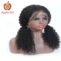 Perruques cheveux humains Remy Lace Front Perruque cheveux vierges pré-plumés à cuticules alignées Perruque pour femmes indiennes noires 13*4 Kinky Curly