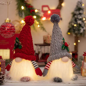 MODA Nuevas decoraciones navideñas Navidad Gnomo Led de alto grado Sombrero de punto Muñeca luminosa Gnomo de Navidad - Product Image 1