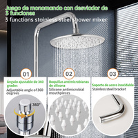 SOLVEX Mixer Shower Stainless Steel, semprotan pijat Jet braket irigasi lengan dapat disesuaikan pegangan ganda