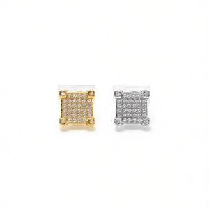 Pendientes de Moda con Diseño Geométrico, Chapados en Oro Blanco, con Cristales de Estrás y Microincrustaciones, Joyería Unisex para Fiestas - Product Image 1