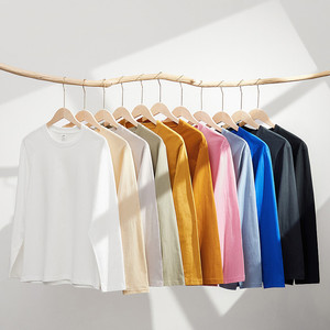เสื้อยืดคอกลมผ้าฝ้าย100% 230ก. สีพื้นทรงหลวมลำลองสำหรับผู้ชาย - Product Image 1