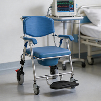 Chaise de transfert et de douche pliable portable en aluminium avec repose-pieds et siège de toilette pour personnes âgées, multifonction avec roues