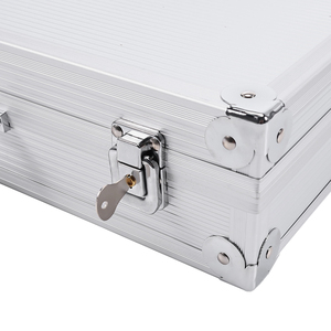 Metal Silver Black Aluminum Briefcase <b>Case</b> With Lock for Men 40.2x19x9.3cm - Product Image 6