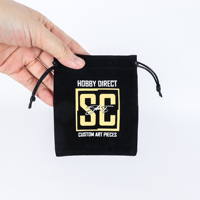 Pochette noire à cordon, sac en velours avec estampage à chaud, pochette à bijoux, logo personnalisé