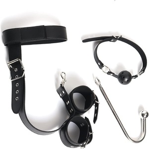 Tapón Anal con Correa de Cuero y Gancho Metálico para Estimulación Adulta Negro SK-50 - Product Image 3