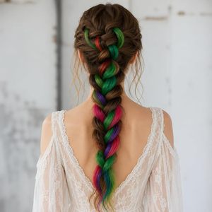 32 PCS Clip in Colored Hair Extensions for Kids, 20 Inches <b>Rainbow</b> Long Straight Hairpieces Synthetic - Product Image 6