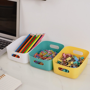 Rectangular Desktop <b>Storage</b> <b>Box</b> For Office Organizing Keys Cosmetics Kitchen Use Gray White Yellow Orange Green Apricot Color - Product Image 1