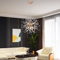Lustres en cristal en forme de pissenlit avec 8, 9, 12 ou 16 perles LED G9, luminaires suspendus en forme de feux d'artifice
