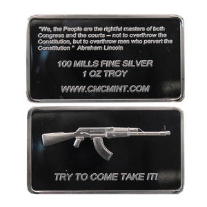 عملة فضية أمريكية 1 أوقية. 100 مطحنة مطلية بالفضة حاول أن تأتي معها Ak47 بار - Product Image 1