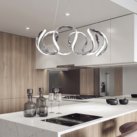 Lustre LED moderne à intensité variable, luminaire suspendu en forme d'anneau incurvé, lampe suspendue réglable pour salle à manger, salon, décoration intérieure