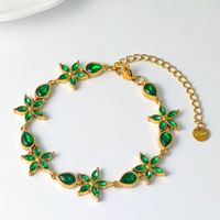 Nouveau bracelet avec strass en forme de goutte d'eau, bracelet en acier inoxydable à fleurs