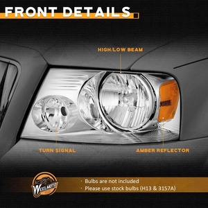 Faros Delanteros SYA para Camioneta F150 <span class=keywords><strong>2004</strong></span>-2008 y <span class=keywords><strong>Mark</strong></span> <span class=keywords><strong>LT</strong></span> 2006-2008, Carcasa Cromada, Repuesto de Faros Delanteros, 60W, 12V - Product Image 6