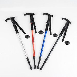Bâtons de randonnée télescopiques en alliage d'aluminium, trois sections, poignée droite, bâtons de marche pour la randonnée, les voyages en plein air et l'alpinisme - Product Image 1