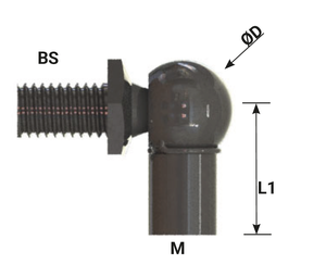 Support de levage à piston à gaz industriel, embout d'extrémité, acier inoxydable, zingué, oxyde noir, articulation à rotule, fixation de style cylindre - Product Image 2