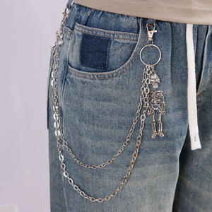 Cadena de cintura con diseño de esqueleto, estilo punk, de plata tibetana, para pantalones vaqueros, accesorio de moda casual - Product Image 1