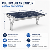 Abri solaire double face en alliage d'aluminium pour voiture avec support photovoltaïque, abri de stationnement résidentiel moderne, conception durable