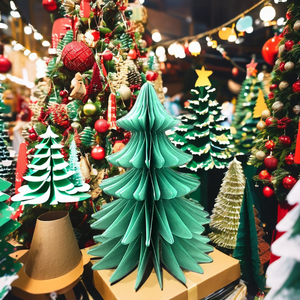 30cm <b>Small</b> <b>Christmas</b> Art Paper <b>Tree</b> Flat Santa Design Indoor and Outdoor Centerpiece Decoration Lighting Gift Box Supplies - Product Image 6