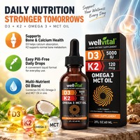 Gouttes de Vitamine D3 K2 pour Adolescents et Adultes : Santé des Os, du Cœur et Immunitaire – Vitamine D Liquide dans l'Huile MCT pour une Meilleure Absorption