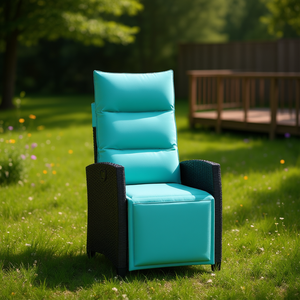 Chaise de jardin inclinable en polyrotin noir, édition standard, mobilier d'extérieur contemporain avec revêtement - Product Image 2