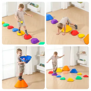 Stones d'équilibre pour enfants 11 pièces pierres de rivière antidérapantes parcours d'obstacles jouer à l'intérieur jeu de Coordination extérieur jouets sensoriels