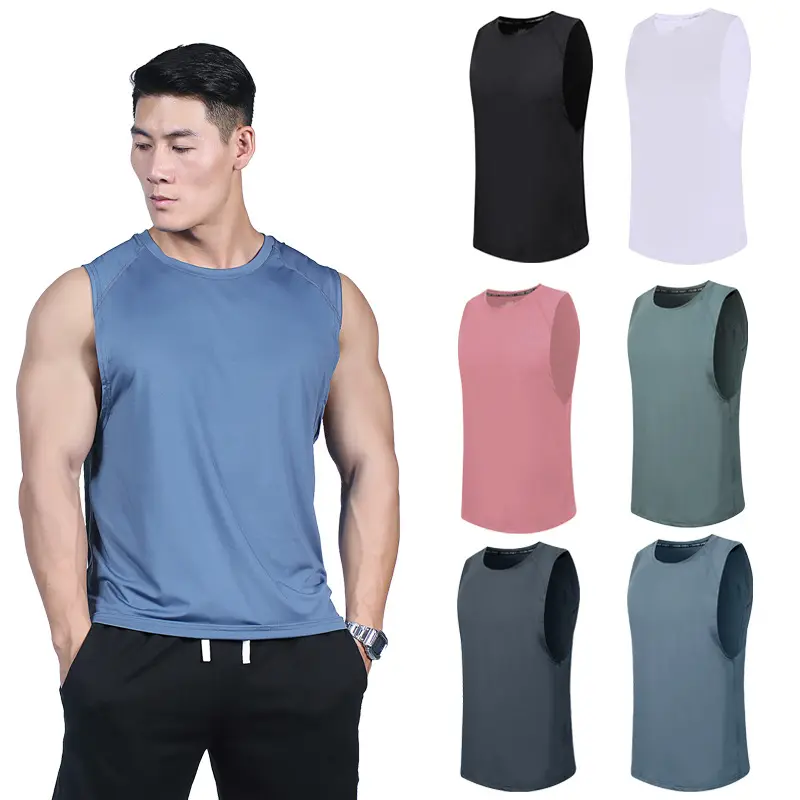 T-shirt casual ad asciugatura rapida di alta qualità gilet da allenamento muscolare allentato da uomo top sportivo senza maniche leggero e traspirante