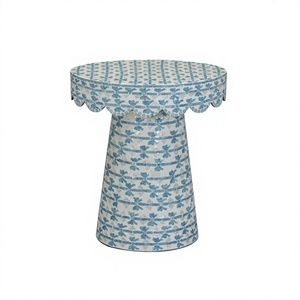 Luxury Blue Ribbon Capiz Shell Side <b>Table</b> for Living Room Customized Color Mother of Pearl <b>Stool</b> Home Furniture made in Vietnam - Product Image 1