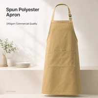 Delantal de Sándalo 240GSM de Poliéster Hilado Ajustable con 2 Bolsillos para Uniformes Comerciales de Restaurantes y Hoteles, Fabricación OEM