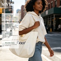 Sac fourre-tout en toile personnalisé avec impression de lettres surdimensionnées, sac à bandoulière grande capacité pour femme, idéal pour le shopping, les voyages et le quotidien, fournisseur en gros