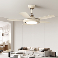 Nuevo Diseño de Ventilador de Techo Moderno de 52 Pulgadas y 100W con Luz LED, Control Remoto de 6 Velocidades, 5 Aspas, Regulable, Multifunción, para Sala de Estar