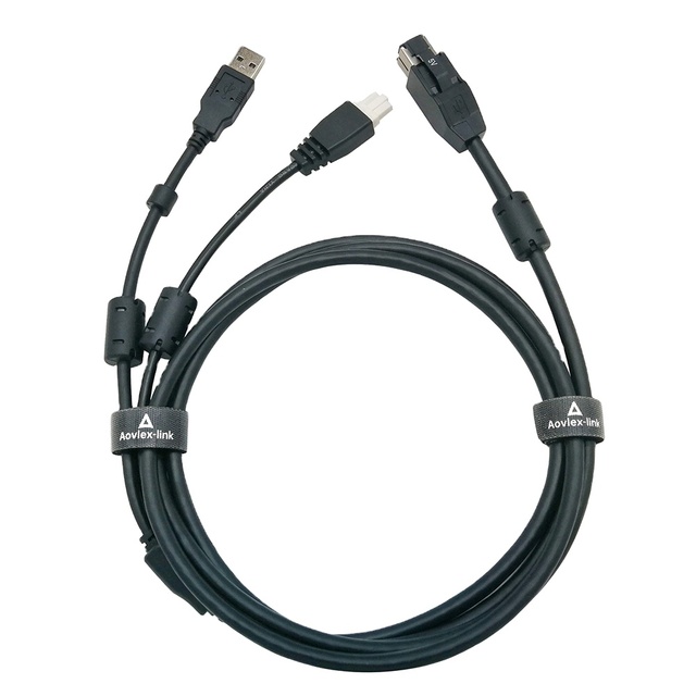Black Powered USB 5V Plug to Hosiden 3Pin Terminal & USB A Cable Pos Hub Retail Printer Cable