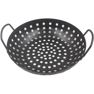 Cesta de barbacoa para acampar al aire libre, sartén antiadherente, barbacoa, <span class=keywords><strong>Wok</strong></span> redondo con doble mango - Product Image 1
