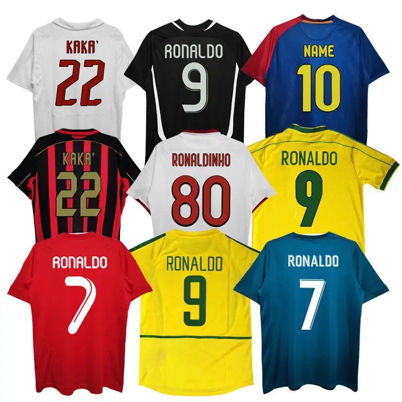 Classique Rétro Vintage Ronaldo 7 # T-Shirt En Gros Thaïlande Football Maillot avec Impression Numérique Football Porter Uniforme